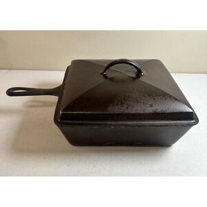 Vintage Wagner Ware Sydney Cast Iron Square Chicken Fryer 1400 With Lid